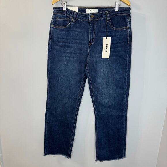 Mica High Rise Straight Leg Loose Fit Jean Stretch Dark Wash Sz 32 New - Picture 1 of 9